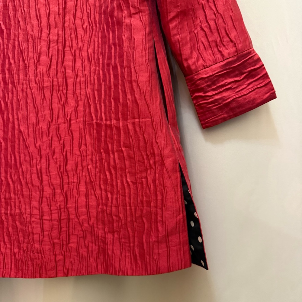 Saint Gil Paris Reversible Duster Coat Red Black Polka Dot Art Teacher Jacket - Picture 8 of 9